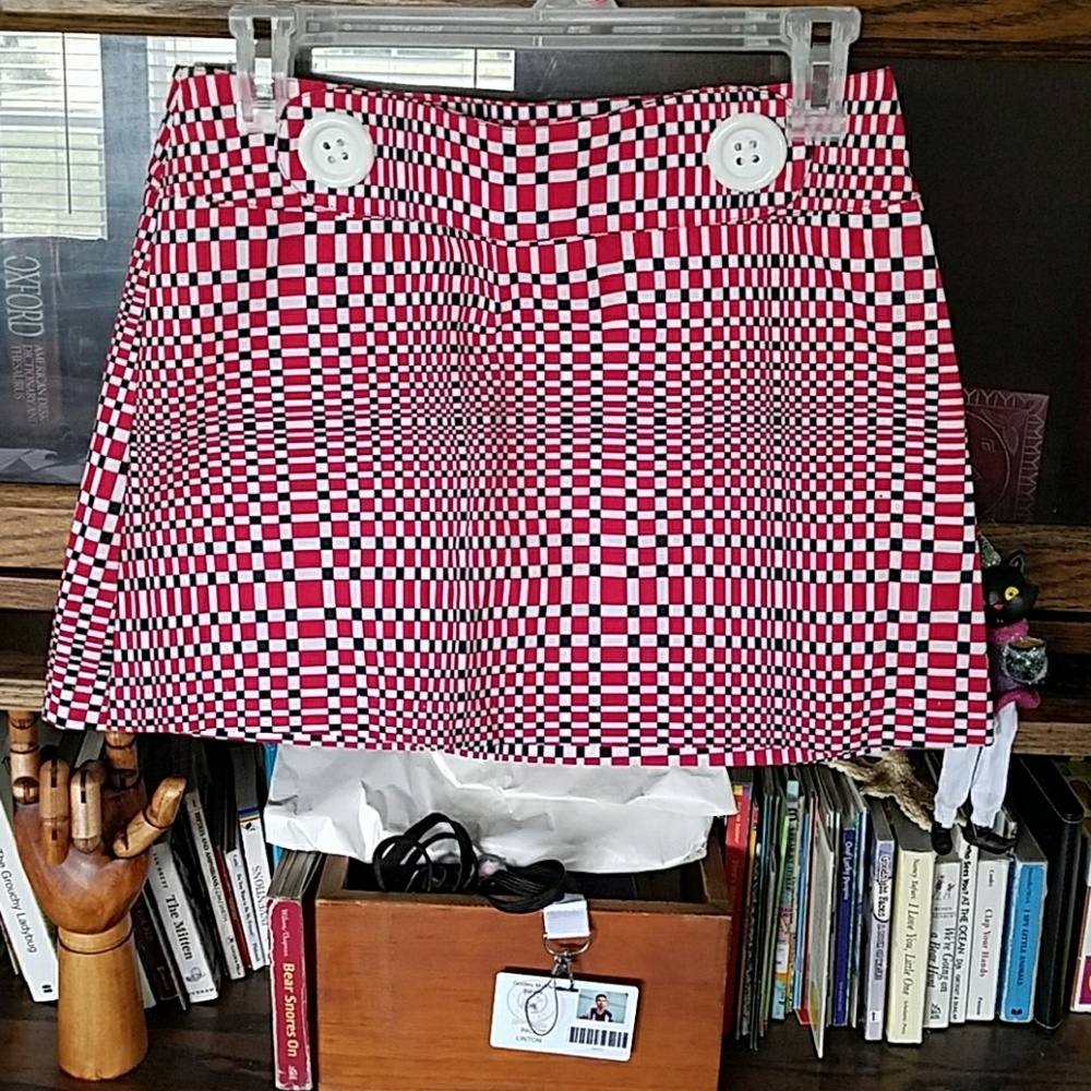 Red white black psychedelic mini skirt